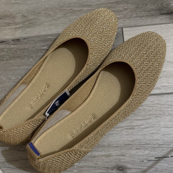 ROTHY’S The Square Wrap Ballet Flats, Sz 8.5 - Gold Metallic Shoes - Picture 7 of 14